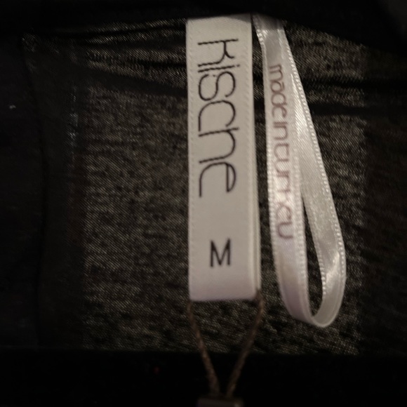 NWT KISCHE M Black tunic w/tassels and layered top, ties in back, dolman sleeve - Picture 6 of 7